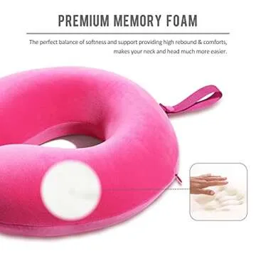 Comfortable Memory Foam Travel Neck Pillow with Snap Strap