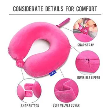 Comfortable Memory Foam Travel Neck Pillow with Snap Strap