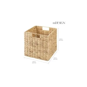 Stylish mDesign Natural Woven Hyacinth Cube Organizers - 6 Pack