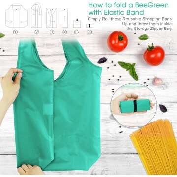 BeeGreen Eco-Friendly Reusable Grocery Bags 10 Pack