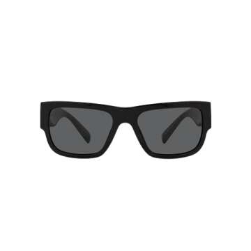 Versace Man Sunglasses Black Frame 56MM, Dark Grey Lenses