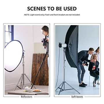 NEEWER 79"/2m Stainless Steel Light Stand, Spring Cushioned Heavy Duty Photography Tripod Stand with 1/4” to 3/8” Universal Screw Adapter for Strobe, LED Video Light, Ring Light, Monolight, Softbox