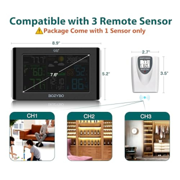 BOZYBO Weather Station Wireless Indoor Outdoor Thermometer