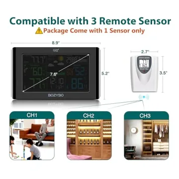 BOZYBO Weather Station Wireless Indoor Outdoor Thermometer