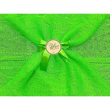 Nature by EJN - Net Bath Sponge, Ghana N1 Weave, Long, Skin Exfoliation, African, Porous, Stretches Horizontally to Approximately 49" (Chartreuse Green)