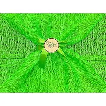 Nature by EJN - Net Bath Sponge, Ghana N1 Weave, Long, Skin Exfoliation, African, Porous, Stretches Horizontally to Approximately 49" (Chartreuse Green)