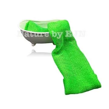 Nature by EJN - Net Bath Sponge, Ghana N1 Weave, Long, Skin Exfoliation, African, Porous, Stretches Horizontally to Approximately 49" (Chartreuse Green)