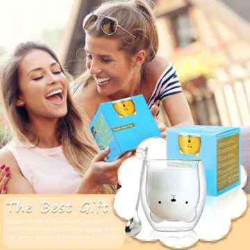 Charming Binoster Bear Double Wall Glass Mugs for Gifting