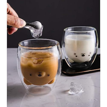 Charming Binoster Bear Double Wall Glass Mugs for Gifting