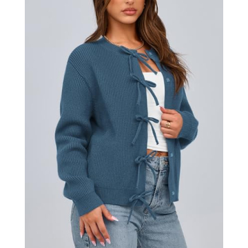 BTFBM Trendy Open Front Bow Cardigan for Women