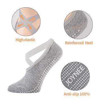 JOYNÉE Non-Slip Yoga Socks for Women with Grips,Ideal for Pilates,Barre,Dance,Hospital,Fitness 3 Pairs