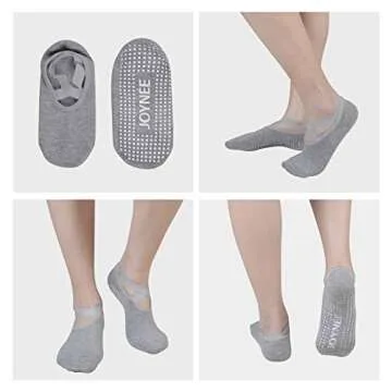 JOYNÉE Non-Slip Yoga Socks for Women with Grips,Ideal for Pilates,Barre,Dance,Hospital,Fitness 3 Pairs