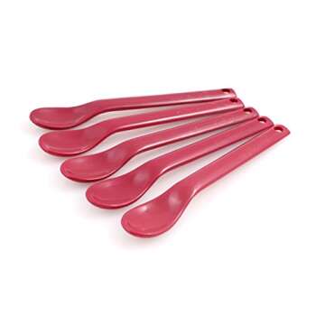 Small Maroon Spoon Feeding Therapy Spoons, 5-Pack - Ideal for Special Needs