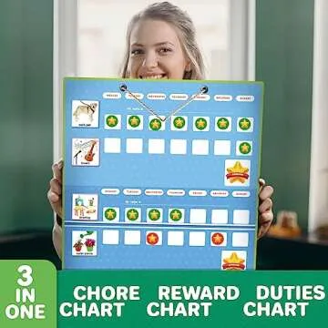 QUOKKA 145 Reward Chore Chart for Multiple Kids - Behavior Routine Toy for Autistic Children Age 5-7 ADHD Tools -Visual Schedule for Toddler 3-5 at Home - Responsibility Board Autism Learning Material