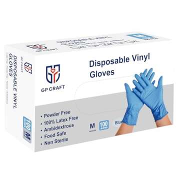 GP CRAFT Disposable Vinyl Gloves, Latex-Free, Powder-Free, Ambidextrous, Blue (1000 Count) (1 Case Pack, Extra Large)