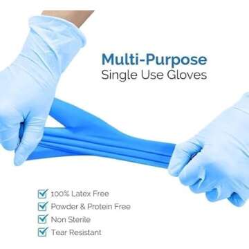 GP CRAFT Disposable Vinyl Gloves, Latex-Free, Powder-Free, Ambidextrous, Blue (1000 Count) (1 Case Pack, Extra Large)
