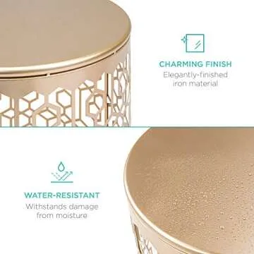 Best Choice Products Metal Accent Table, Set of 2 Decorative Round End Tables Nightstands, Coffee Side Tables for Living Room Bedroom Office, Nesting - Gold