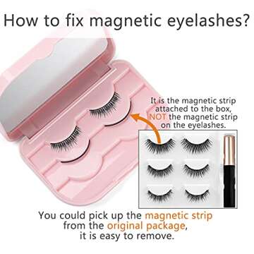 Empty Eyelashes Storage Box, TEOYALL 3 Layer False Eyelash Travel Case Fake Eye Lash Organizer with Mirror Can Store 3 Pairs (Pink)