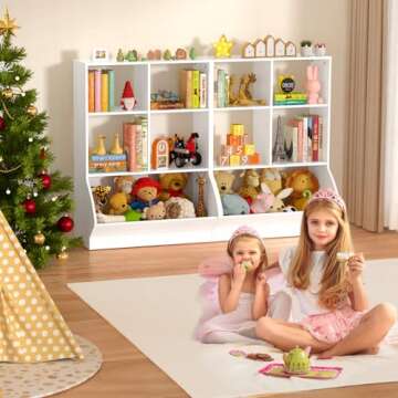 EasyCom Toy Organizers and Storage, Toddler 5 Cube Kids Bookshelf and Toy Storage Cabinet, 3 Tier Bo...