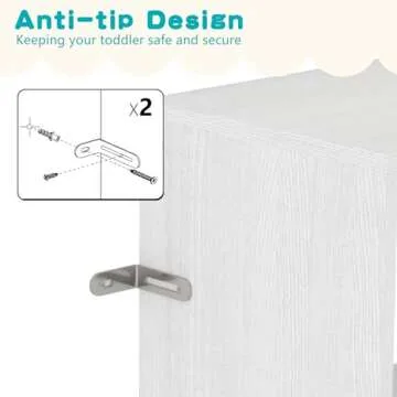 EasyCom Toy Organizers and Storage, Toddler 5 Cube Kids Bookshelf and Toy Storage Cabinet, 3 Tier Book Shelf for Playroom Bedroom Living Room（ Nursery White）