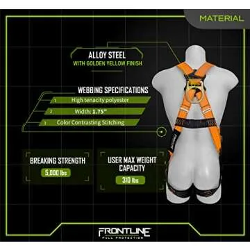 Frontline 100VTB Combat™ Economy Series Full Body Harness with Tongue Buckle Legs (Universal) | OSHA and ANSI Compliant
