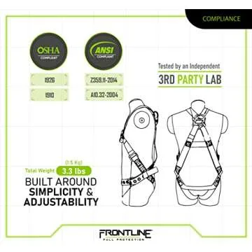 Frontline 100VTB Combat™ Economy Series Full Body Harness with Tongue Buckle Legs (Universal) | OSHA and ANSI Compliant