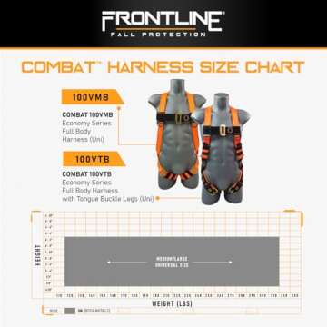Frontline 100VTB Combat™ Economy Series Full Body Harness with Tongue Buckle Legs (Universal) | OSHA and ANSI Compliant
