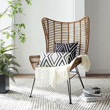 Nestinco Set of 2 Black Pillow Covers 18 x 18 inches Boho Aztec Polyester Blend Square Decorative Throw Pillow Covers for Sofa Couch Bed Decor