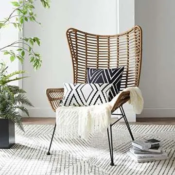 Nestinco Set of 2 Black Pillow Covers 18 x 18 inches Boho Aztec Polyester Blend Square Decorative Throw Pillow Covers for Sofa Couch Bed Decor