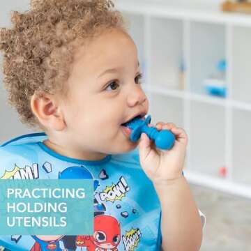 Bumkins Baby Utensils Set, Chewtensils Silicone Spoons for Dipping, Self-Feeding, Baby Led Weaning, ...