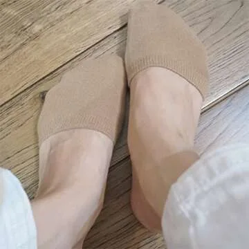 Vraquir Womens and Mens Toe Cover Half Socks No Show Invisible Socks Cotton Toe Topper Liner with Cushion, 4 Pairs Khaki One Size