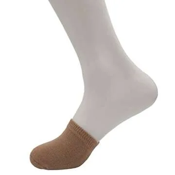 Vraquir Womens and Mens Toe Cover Half Socks No Show Invisible Socks Cotton Toe Topper Liner with Cushion, 4 Pairs Khaki One Size