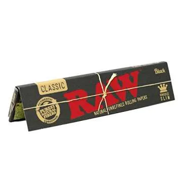 RAW Classic Black King Size Slim Rolling Papers - Smooth Smoke