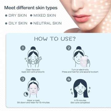 HXDZFX LED FACIAL LIGHT THERAPY MASK-Led Face Mask Light Therapy, 7 Led Light Therapy Facial Skin Care Mask - Blue & Red Light for Acne Photon Mask - Skin Care Mask for Face.White