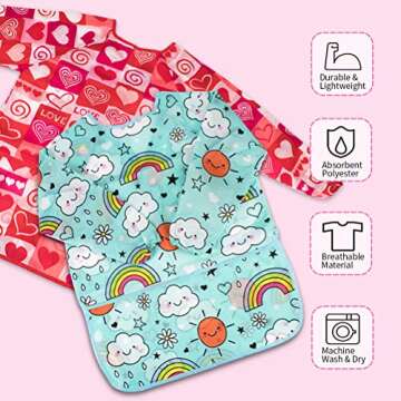 BAHABY Waterproof Kids Art Smocks with Long Sleeves