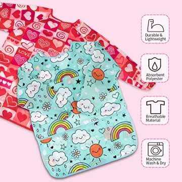 BAHABY Waterproof Kids Art Smocks with Long Sleeves