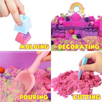 AGENTLAN Unicorn Sensory Bin, Unicorn Sensory Toys with Play Sand for Toddlers Boys and Girls, Kids ...