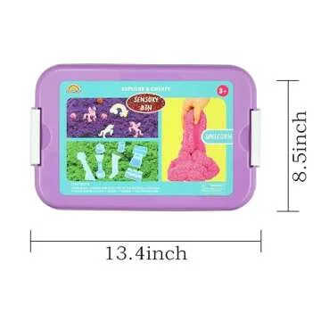 AGENTLAN Unicorn Sensory Bin, Unicorn Sensory Toys with Play Sand for Toddlers Boys and Girls, Kids Toys Gift Sand Box for Age 3 4 5 6 7 8
