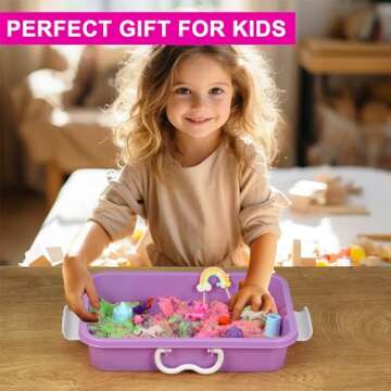 AGENTLAN Unicorn Sensory Bin, Unicorn Sensory Toys with Play Sand for Toddlers Boys and Girls, Kids Toys Gift Sand Box for Age 3 4 5 6 7 8