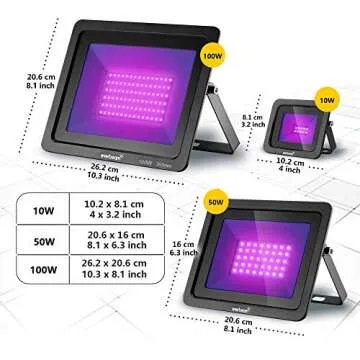 Everbeam 395nm 10W UV LED Black Light - High Performance Bulbs, IP66 Waterproof - Ultraviolet Flood Lighting for Aquarium, Indoor or Outdoor Parties, Stage - Party Supplies, Halloween Decorations