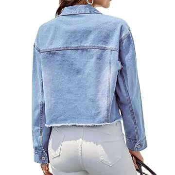 YUZIBAO Women’s Cropped Jean Jacket for Chic Style