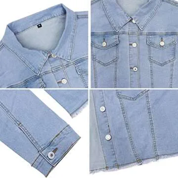 YUZIBAO Women’s Cropped Jean Jacket for Chic Style