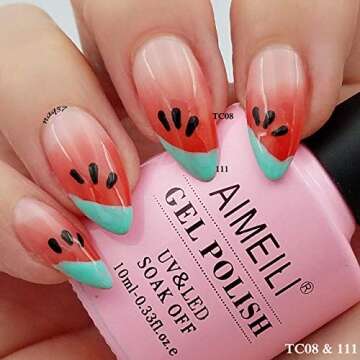 AIMEILI Soak Off U V LED Temperature Color Changing Chameleon Gel Nail Polish - Red Horizon (TC08) 10ml