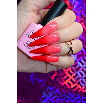 AIMEILI Soak Off U V LED Temperature Color Changing Chameleon Gel Nail Polish - Red Horizon (TC08) 10ml