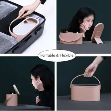 AMYESE Travel Makeup Box with LED Mirror for Women