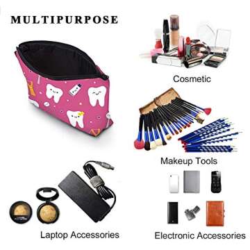MRSP Cosmetic Bag Makeup bags for women,Small makeup pouch Travel bags for toiletries waterproof (Teeth)