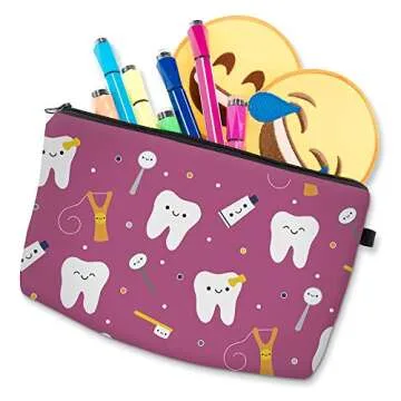 MRSP Cosmetic Bag Makeup bags for women,Small makeup pouch Travel bags for toiletries waterproof (Teeth)