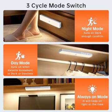 LED Closet Light with Charging Station, 6 Pcs 30LEDs Rechargeable Motion Sensor Under Cabinet Lighting with Remote Control, Wireless Stick-Anywhere Night Safe Light Bar for Wardrobe,Kitchen-Warm White