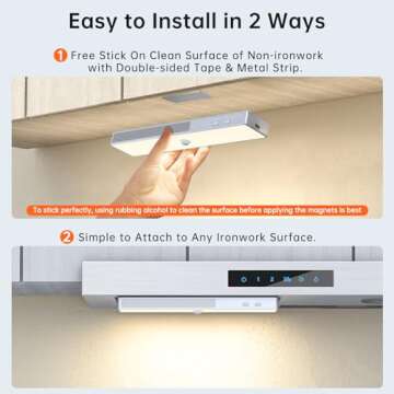 LED Closet Light with Charging Station, 6 Pcs 30LEDs Rechargeable Motion Sensor Under Cabinet Lighting with Remote Control, Wireless Stick-Anywhere Night Safe Light Bar for Wardrobe,Kitchen-Warm White