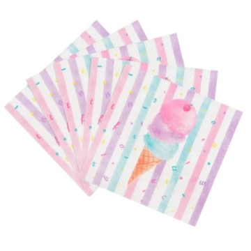 WERNNSAI Ice Cream Party Supplies - 50 Pink Sweet Ice Cream Napkins for Birthday or Baby Shower